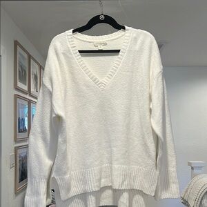 White V-Neck Sweater